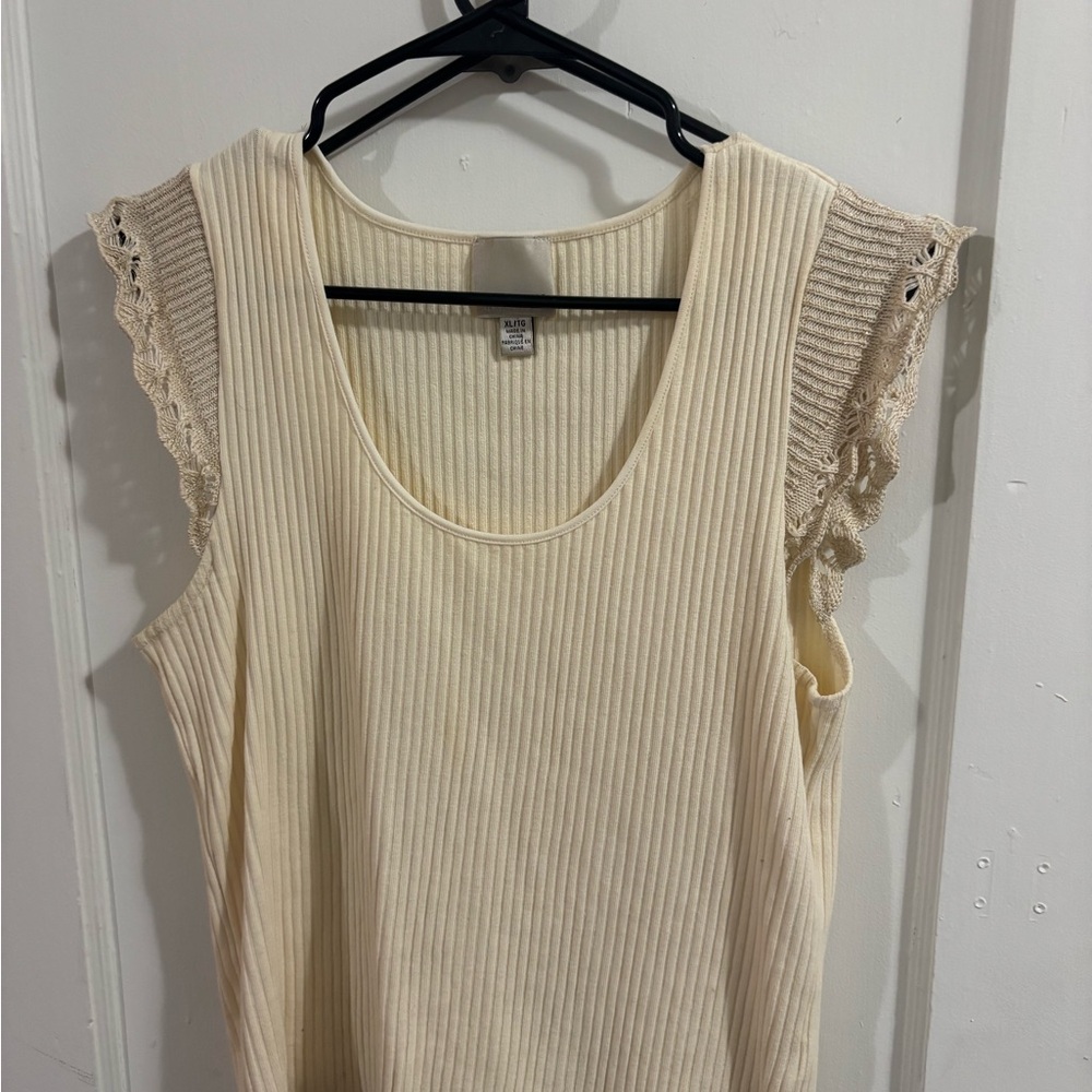 Cream Lace Sleeve Blouse